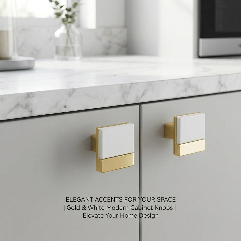 10 Pack White and Gold Cabinet Pulls, 192mm Hole Center