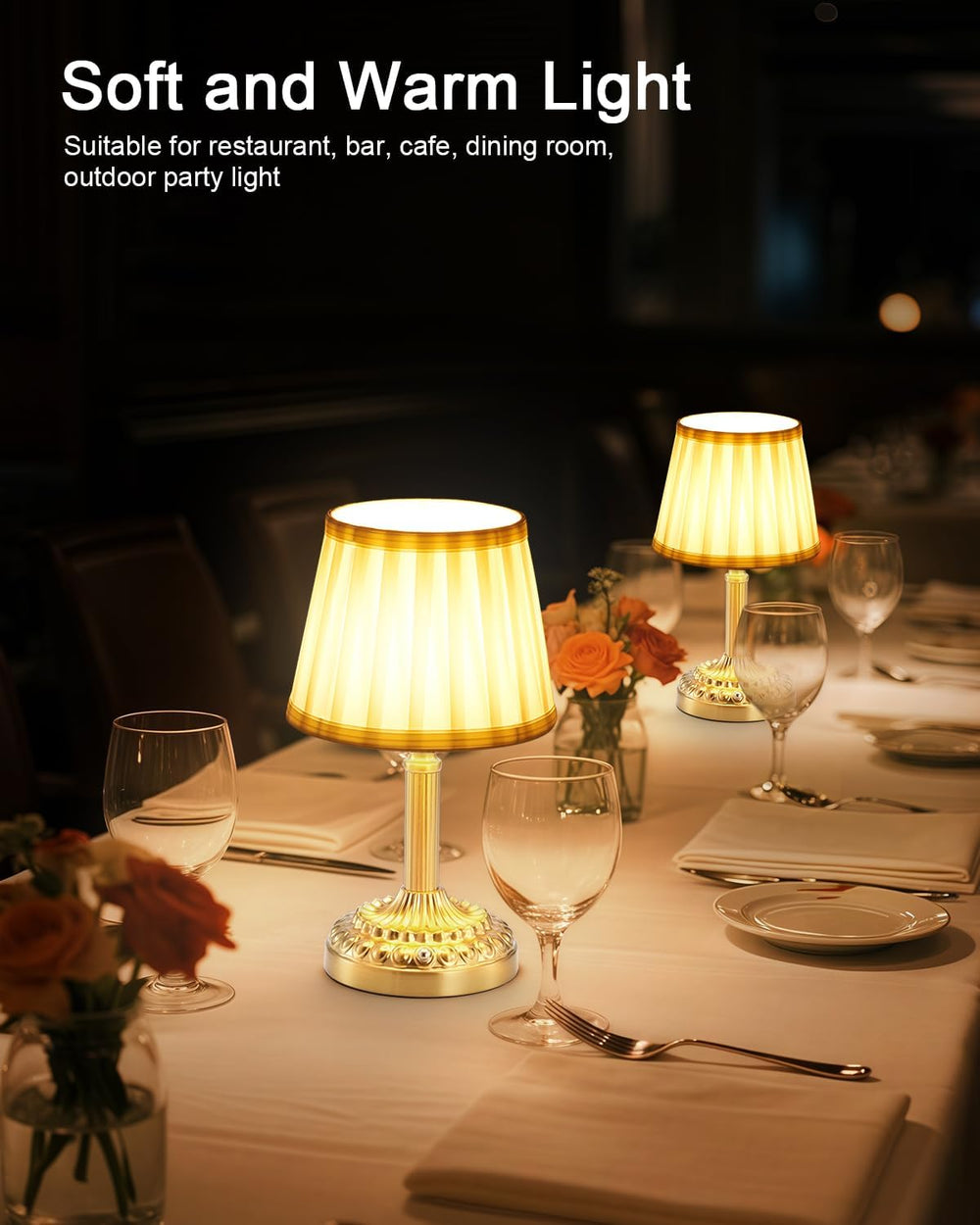 2 Pack Rechargeable Cordless Table Lamps for Restaurant Dining