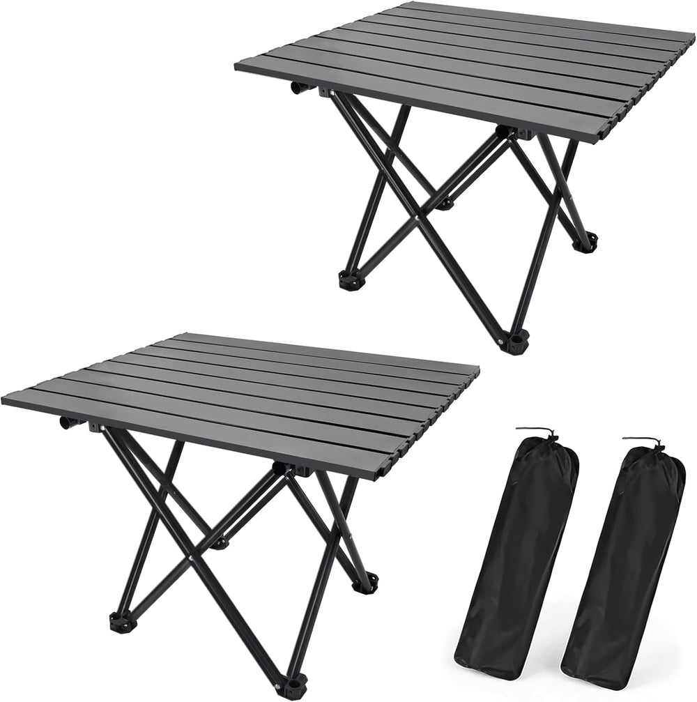 2 Pack Camping Table Foldable, Portable Folding Beach Table, Black-M