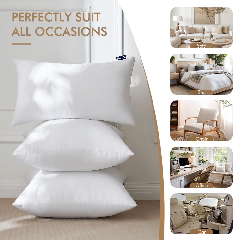MIULEE 18x18 Pillow Inserts Set of 4, Throw Pillows for Sofa Couch Bed