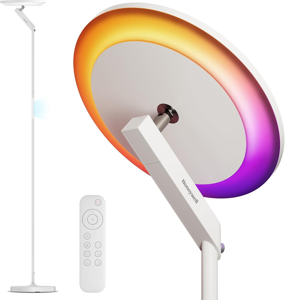 Honeywell LED Floor Lamp 3000LM Full-Spectrum Torchiere Reading RGB Remote