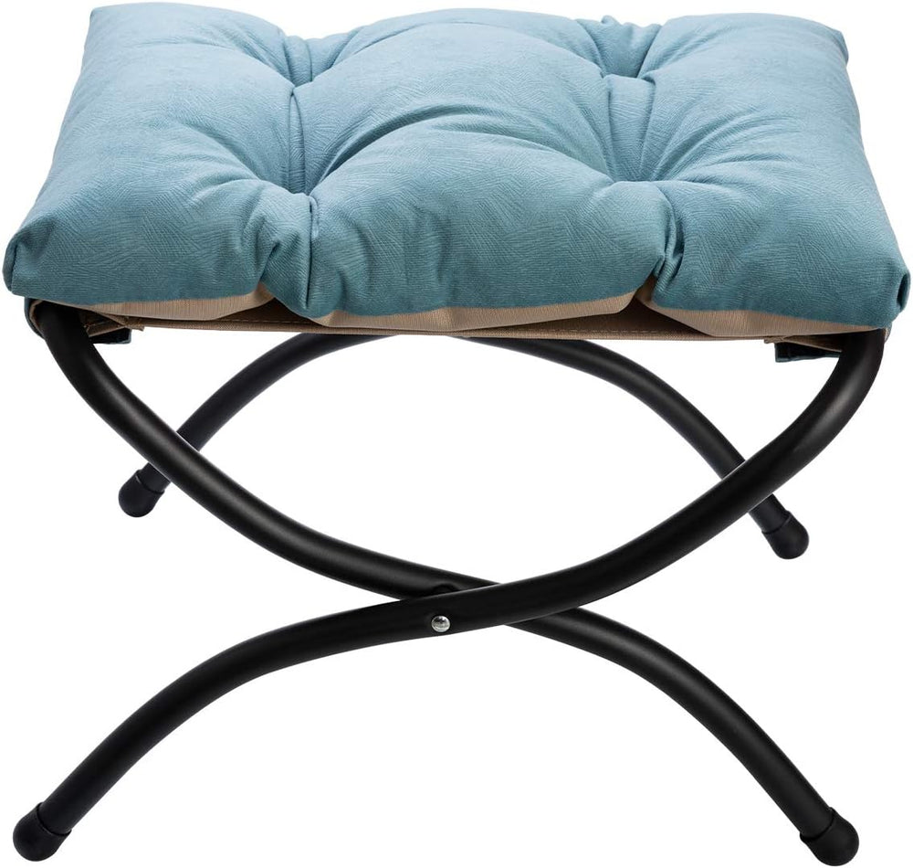 HollyHOME 15"(H) Folding Footrest Stool, Upholstered Small Foldable Otto...
