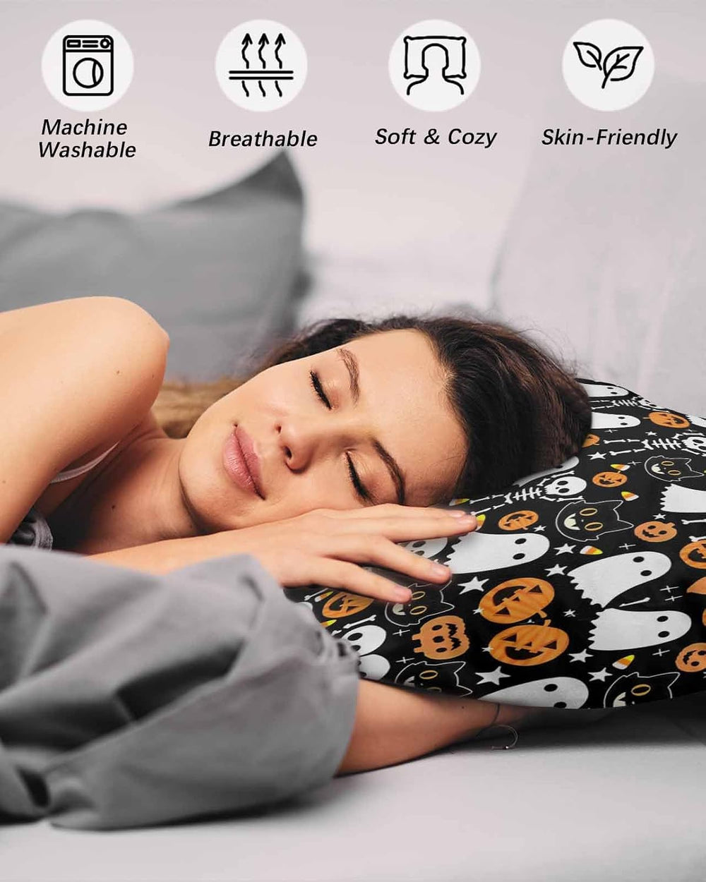 Halloween Pillow Cases Standard Size Set of 2 - Microfiber Bed Throw Pillow C...