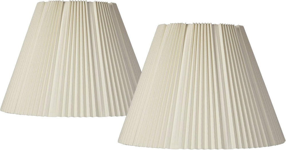 Large Eggshell White Pleated Lamp Shades 9x17x12.25 (Spider) Set of 2