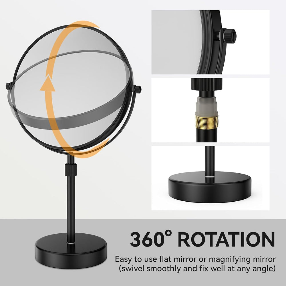 Nicesail Adjustable Makeup Magnified Mirror Matte Black 10X 15 L x 9" W