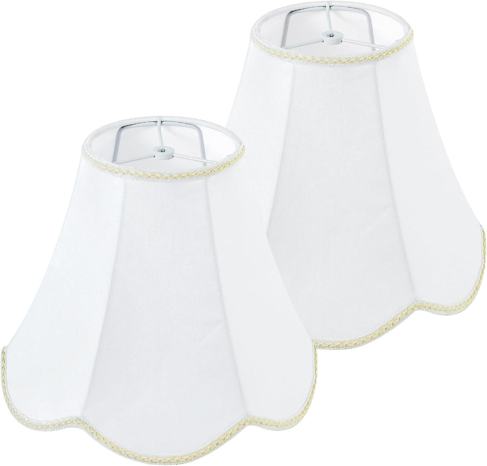 Bell Lamp Shades Set of 2, Scalloped Lamp Shade with Petal Edge Braid, 6"...
