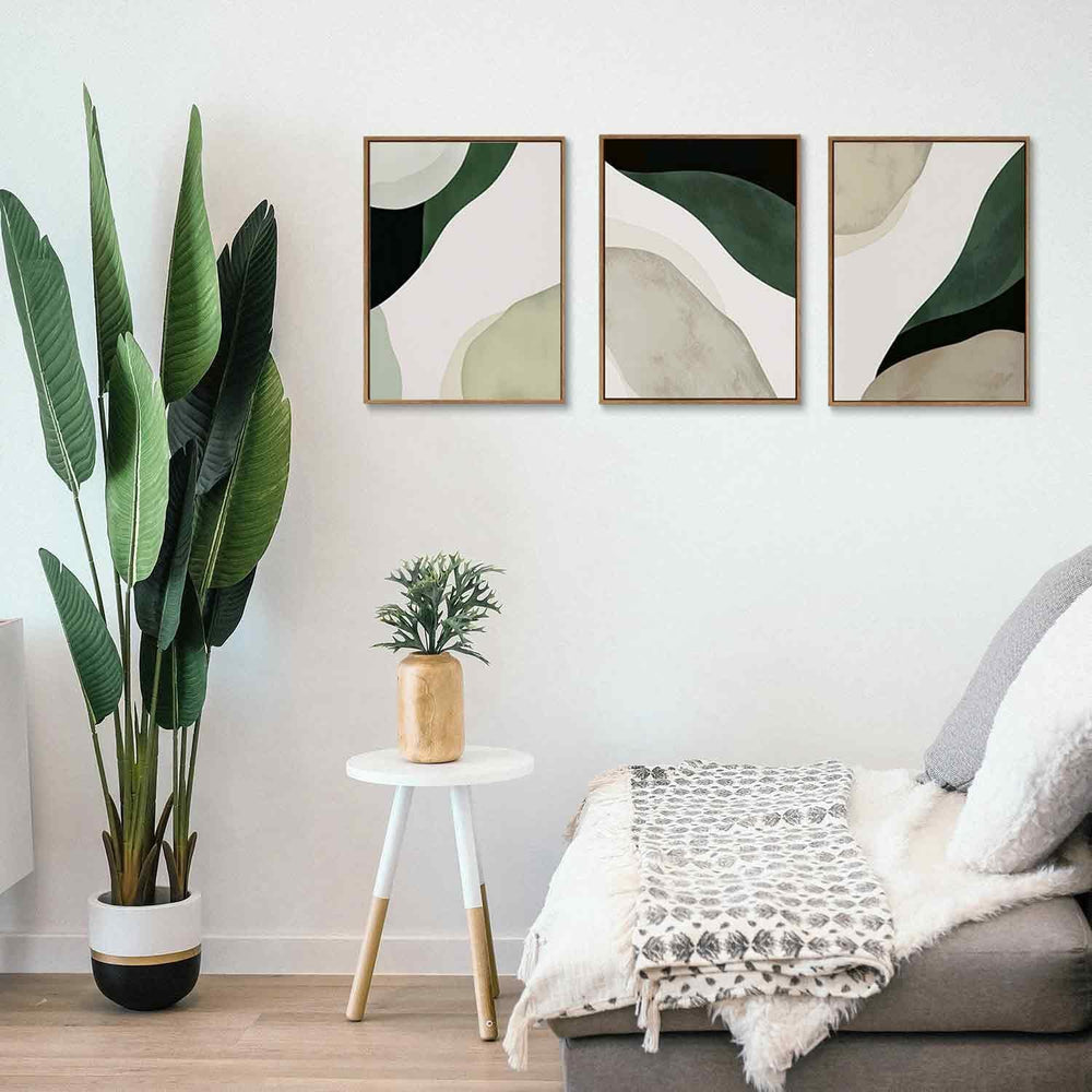 myusuar 3 Piece Large Modern Abstract Canvas Framed Wall Art For Living Room,...