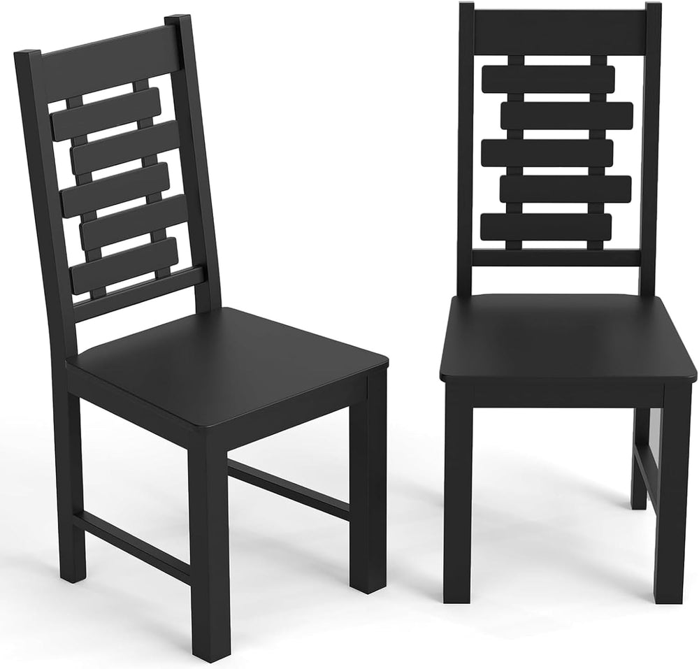 POWERSTONE Wooden Dining Chairs Set of 2, Modern Kitchen Chairs, Black