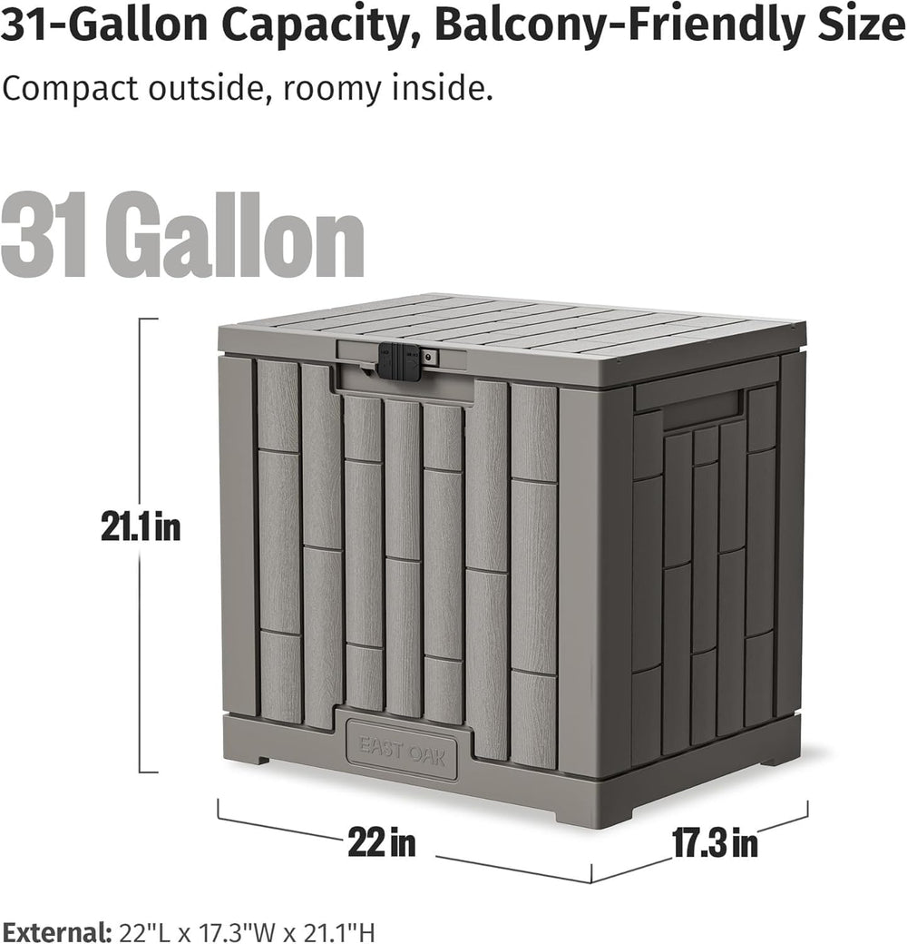 EAST OAK Outdoor Storage Box, 31 Gallon Deck Box for Patio Cushions, Pool Acc...