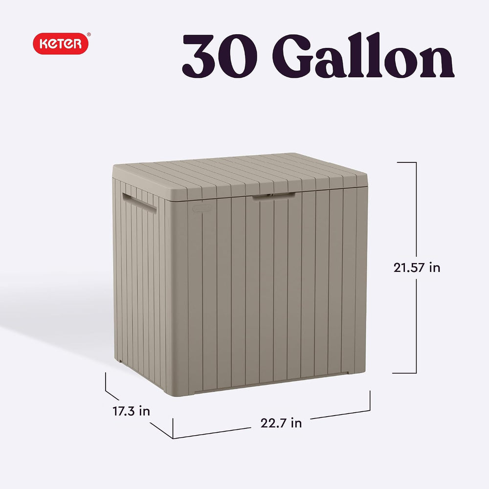 Keter City 30 Gal Outdoor Storage Box and Patio Side Table