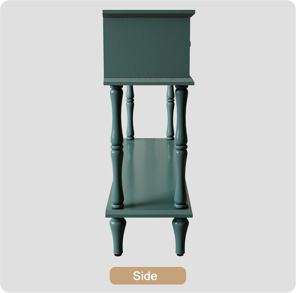 ARTPOWER 47" Mid-Century Console Table, 2 Drawers and Open Shelf, Green