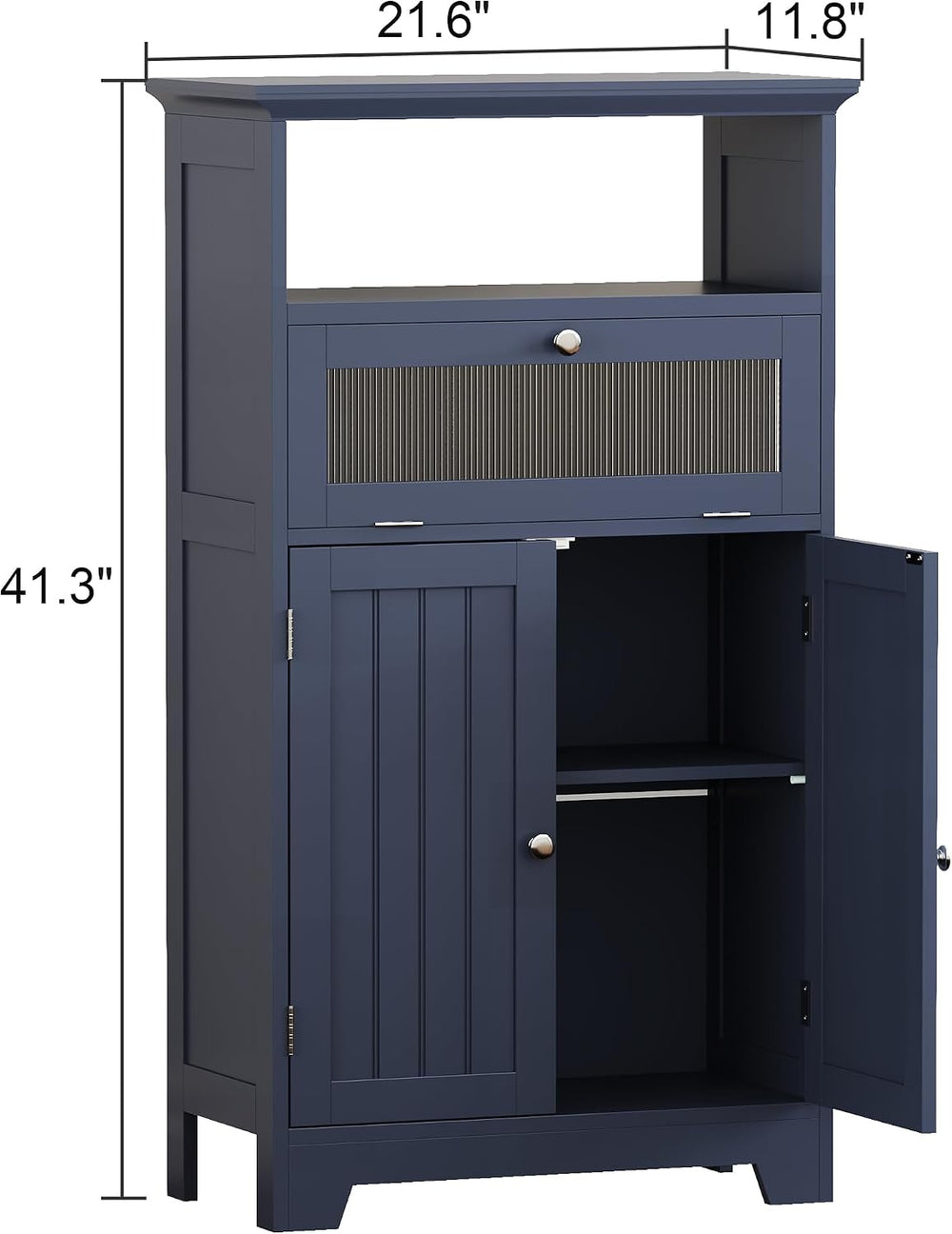 ChooChoo Bathroom Cabinet with Flip Glass Drawer,Freestanding