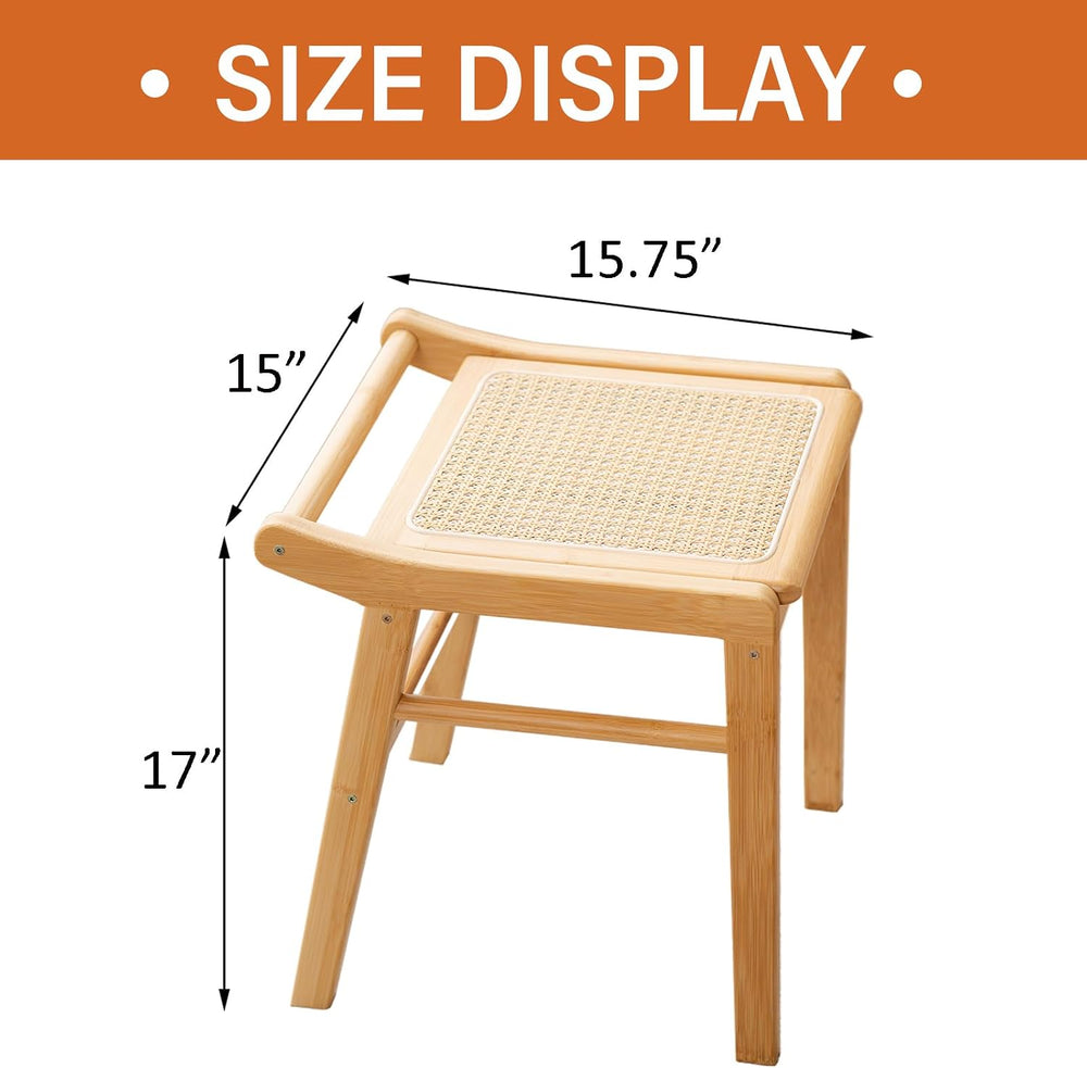 Tiita Rattan Vanity Stool, Bamboo Dressing Chair, Ottoman and Step Stool