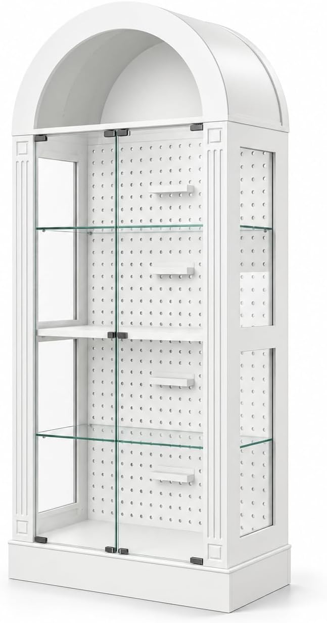 kepptory 71" Arched Display Cabinet with Glass Doors and LED