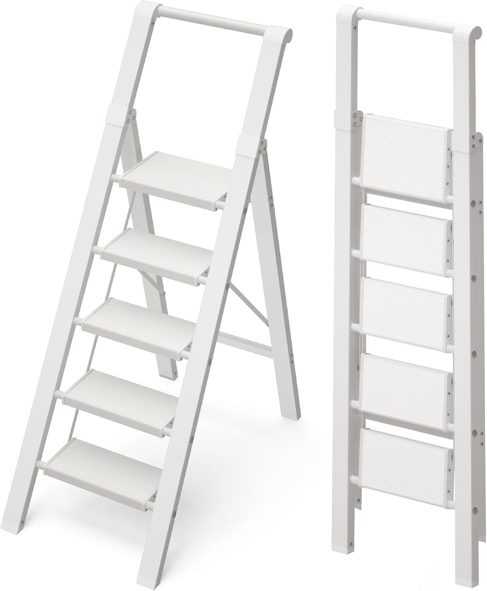 5 Step Ladder Foldable, Lightweight Aluminum Step Stool