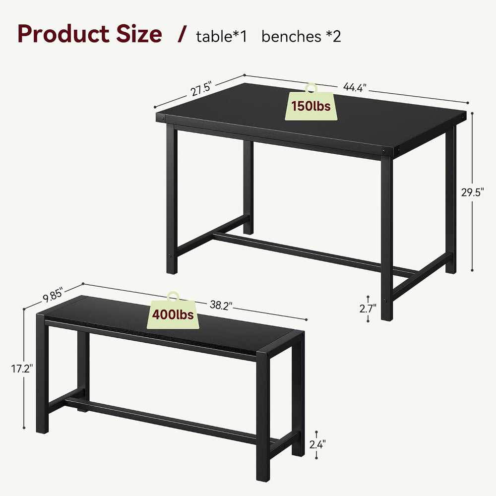 IDEALHOUSE Dining Table Set for 4, Kitchen Table with Benches, Rectangular Di...