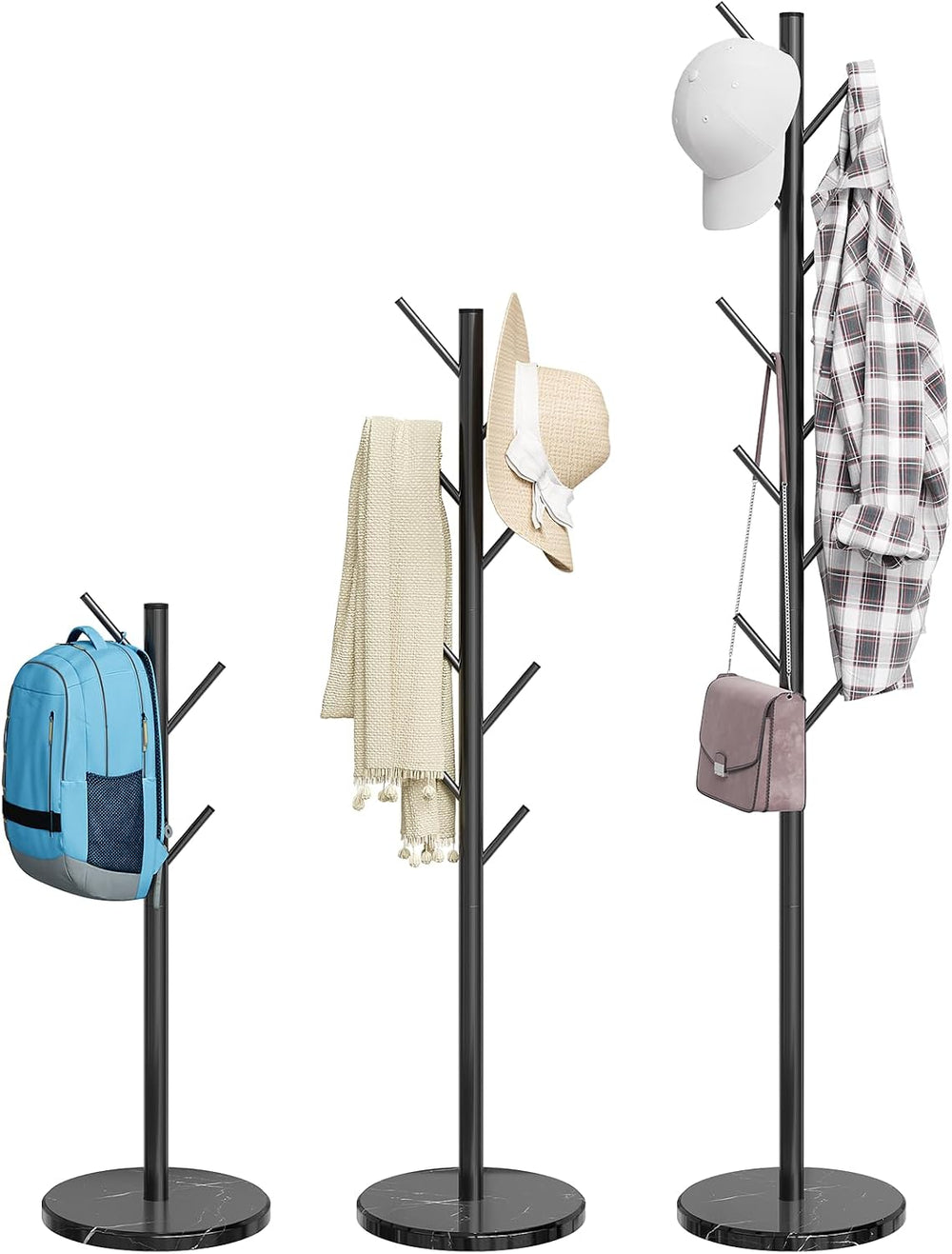 ELYKEN Coat Rack Freestanding, Metal Coat Rack with Natural Marble Base