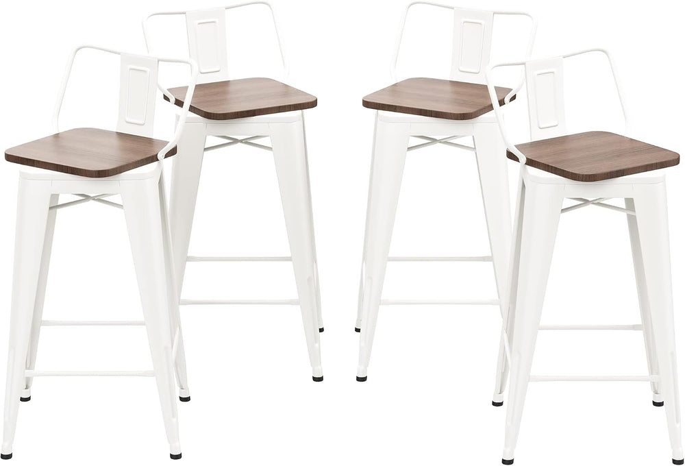 Swivel Bar Stools Set of 4 , 30” Bar Height Industrial Barstools White