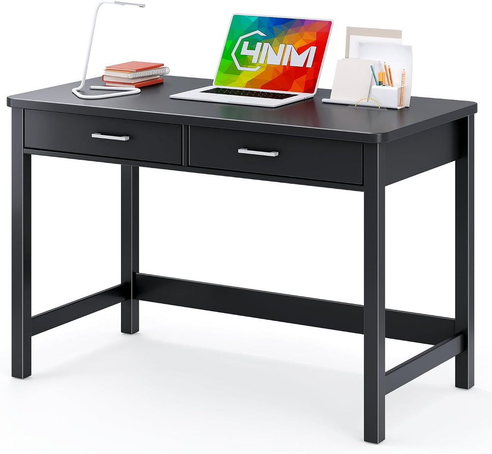 4NM 39.4" Small Desk with Wood Drawers, Home Office Computer Desk with W...