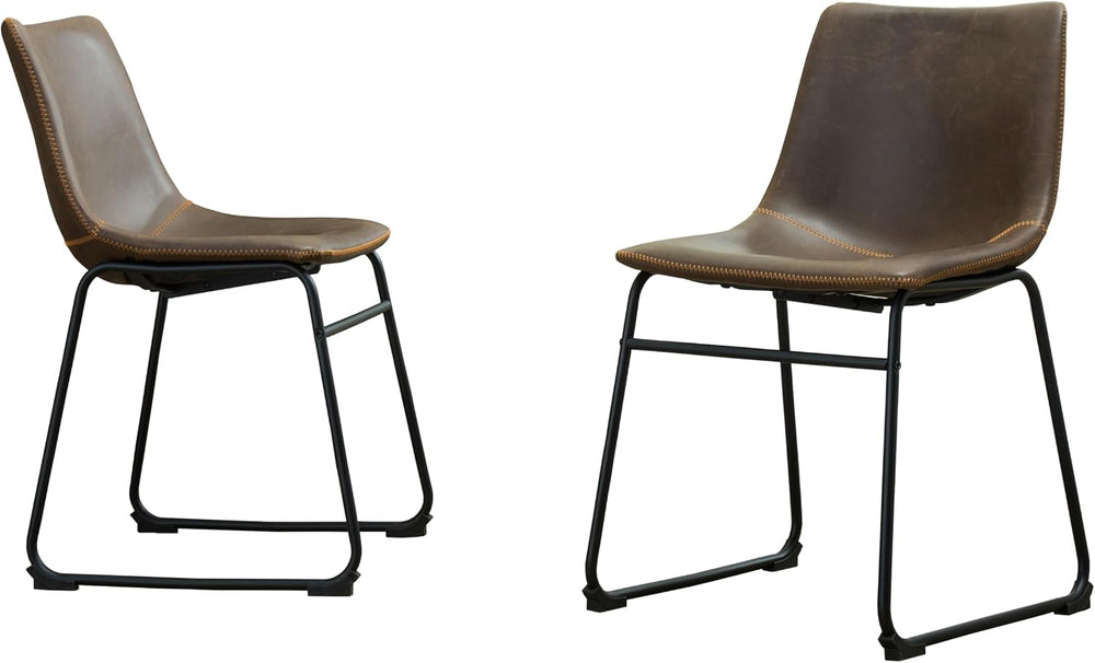 Roundhill Furniture Lotusville Vintage PU Leather Dining Chairs, Set of 2, An...