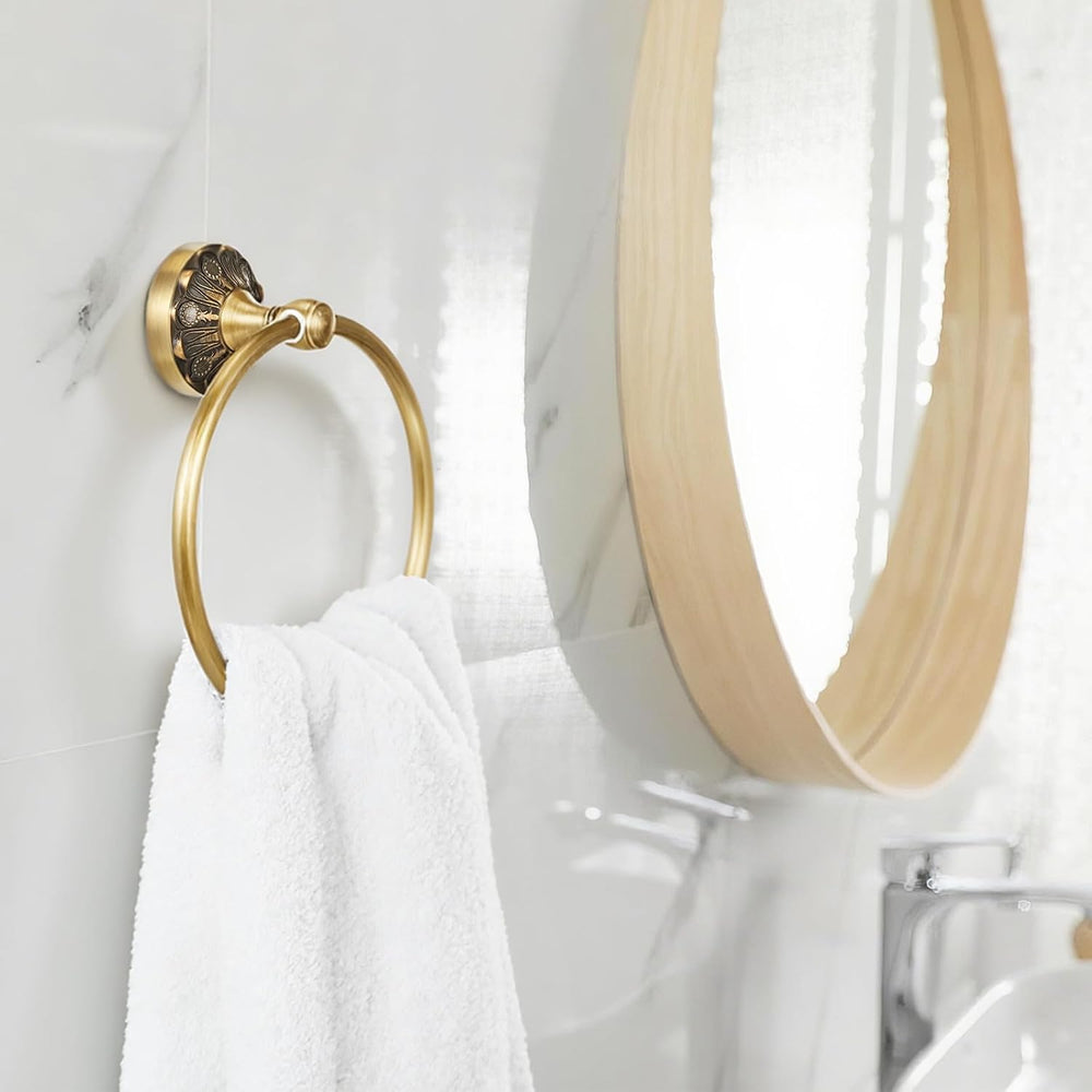 2 Pcs Toilet Paper Holder Towel Ring, Brass, Retro