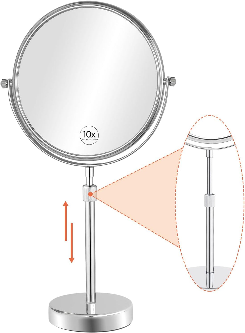 Nicesail Adjustable Makeup Magnified Mirror Chrome 10X 15 L x 9" W