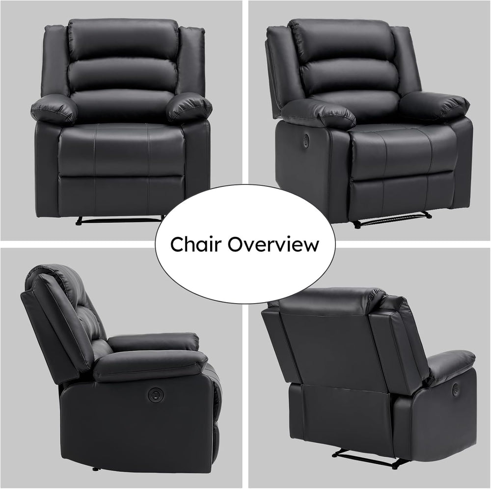 EBELLO Faux Leather Classic Power Recliner Chair, Oversized Electric Overstuf...
