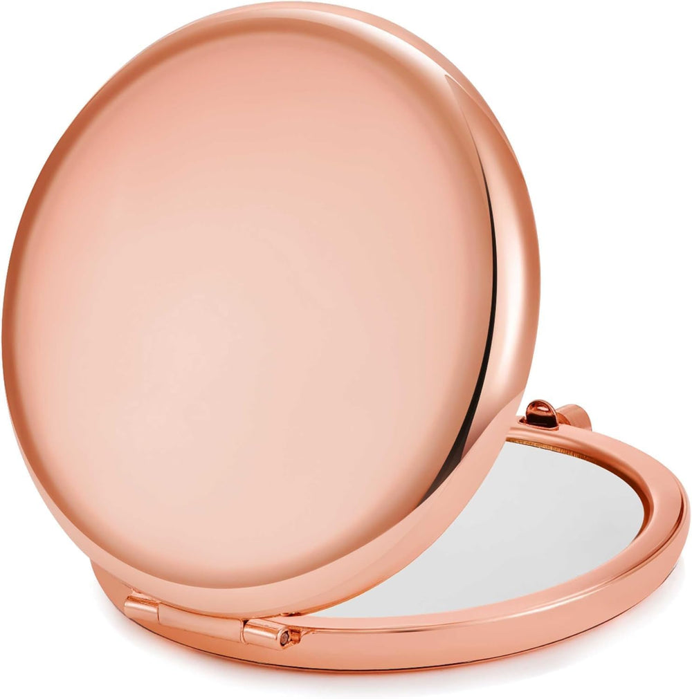Compact Mirror for Purse, Metal Round Shell, Double-Sided 1X/2X Magnifying, P...
