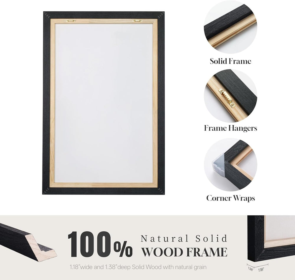 Extra Large Framed Modern Abstract Wall Art for Living Room, 3 Piece Set
