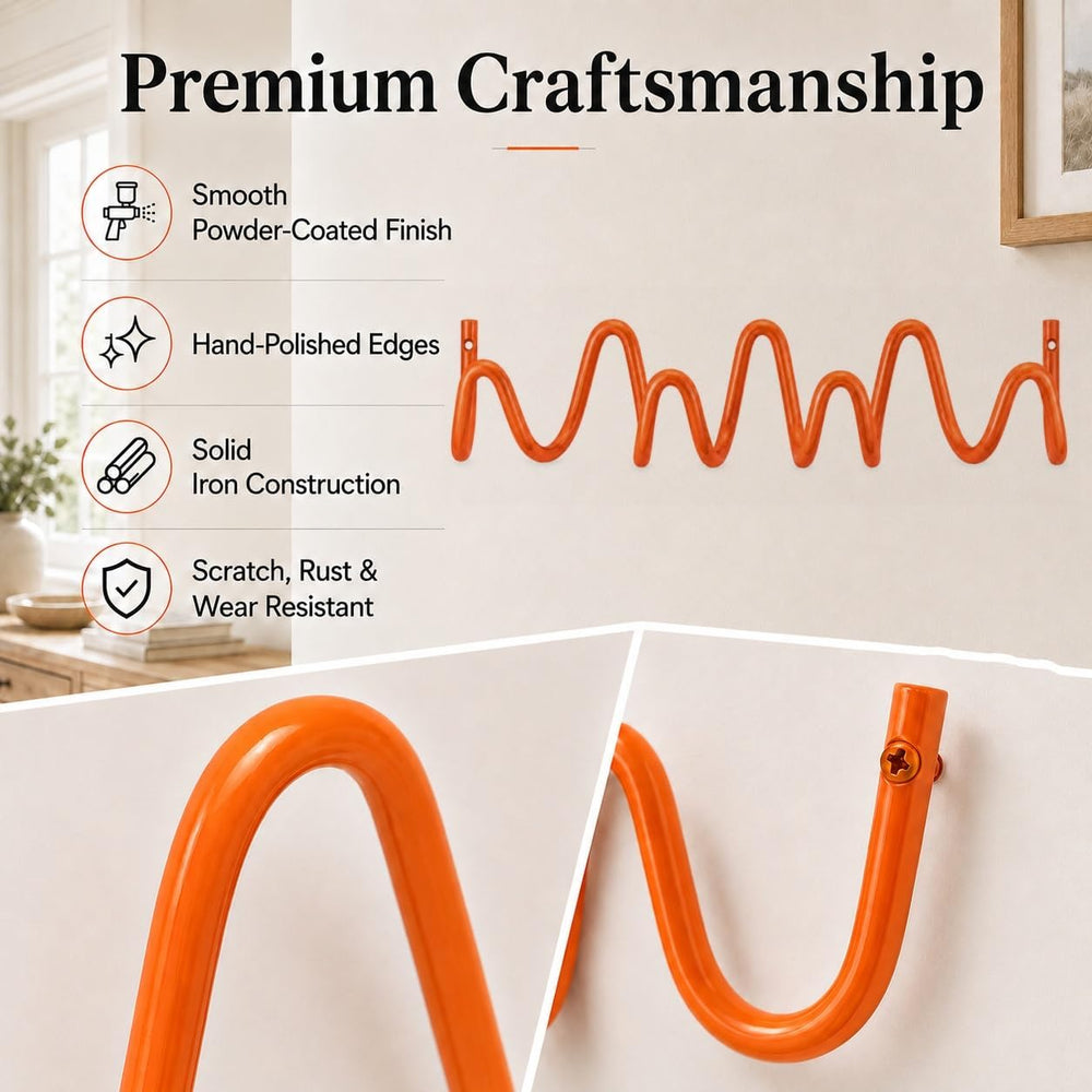 Coat Rack Wall Mount, Modern Wave Metal Wall Hooks