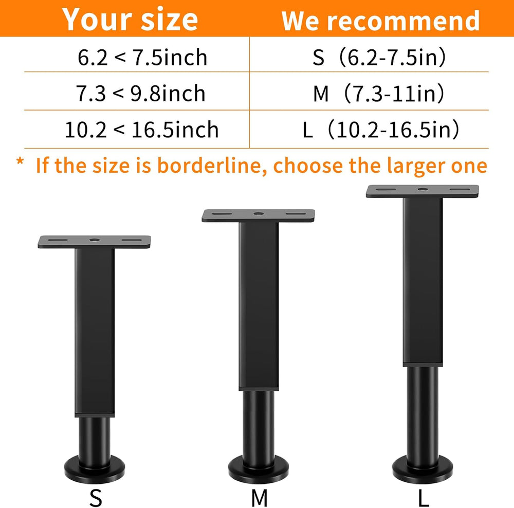 NESAPTO 4PCS Adjustable Height Bed Support Legs, 7.3-11 in Metal Bed Risers