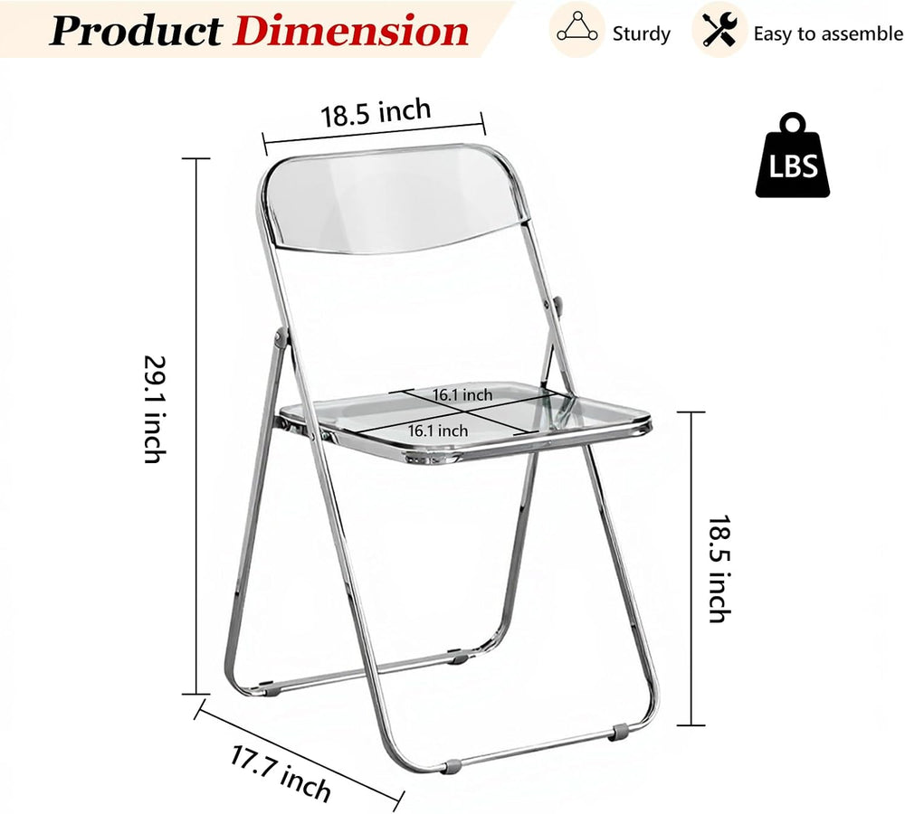 JPBSTO 12 Pack Crystal Clear Folding Chairs - Premium Bulk Stackable for Exhi...