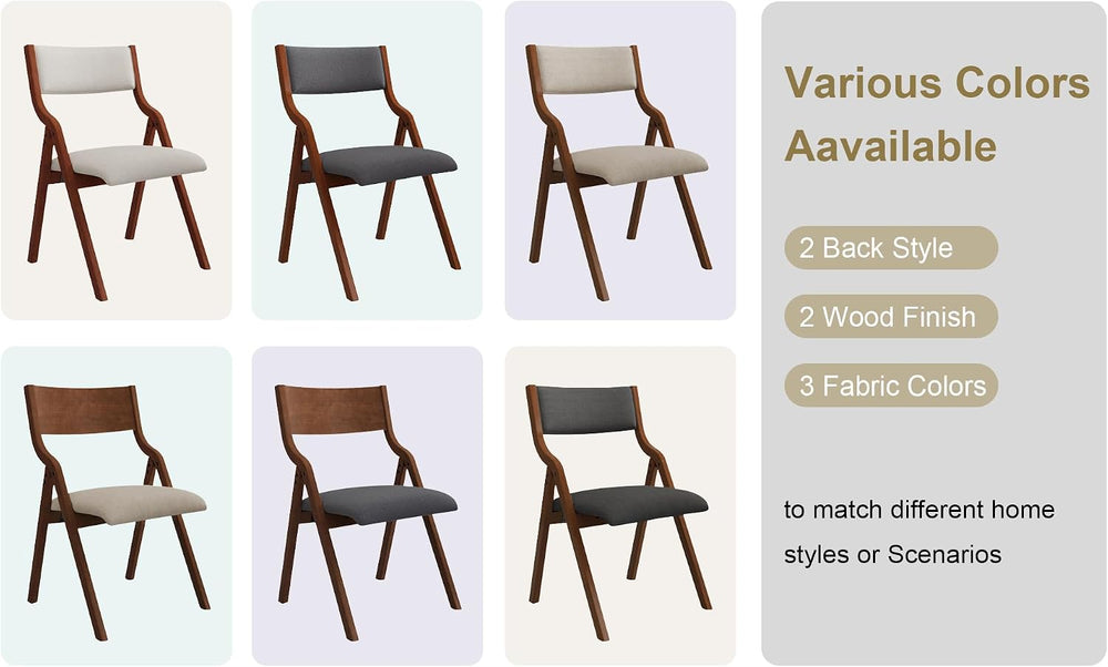 Ball & Cast Upholstered Folding Chairs Set of 2,with Padded Seat,Wooden P...