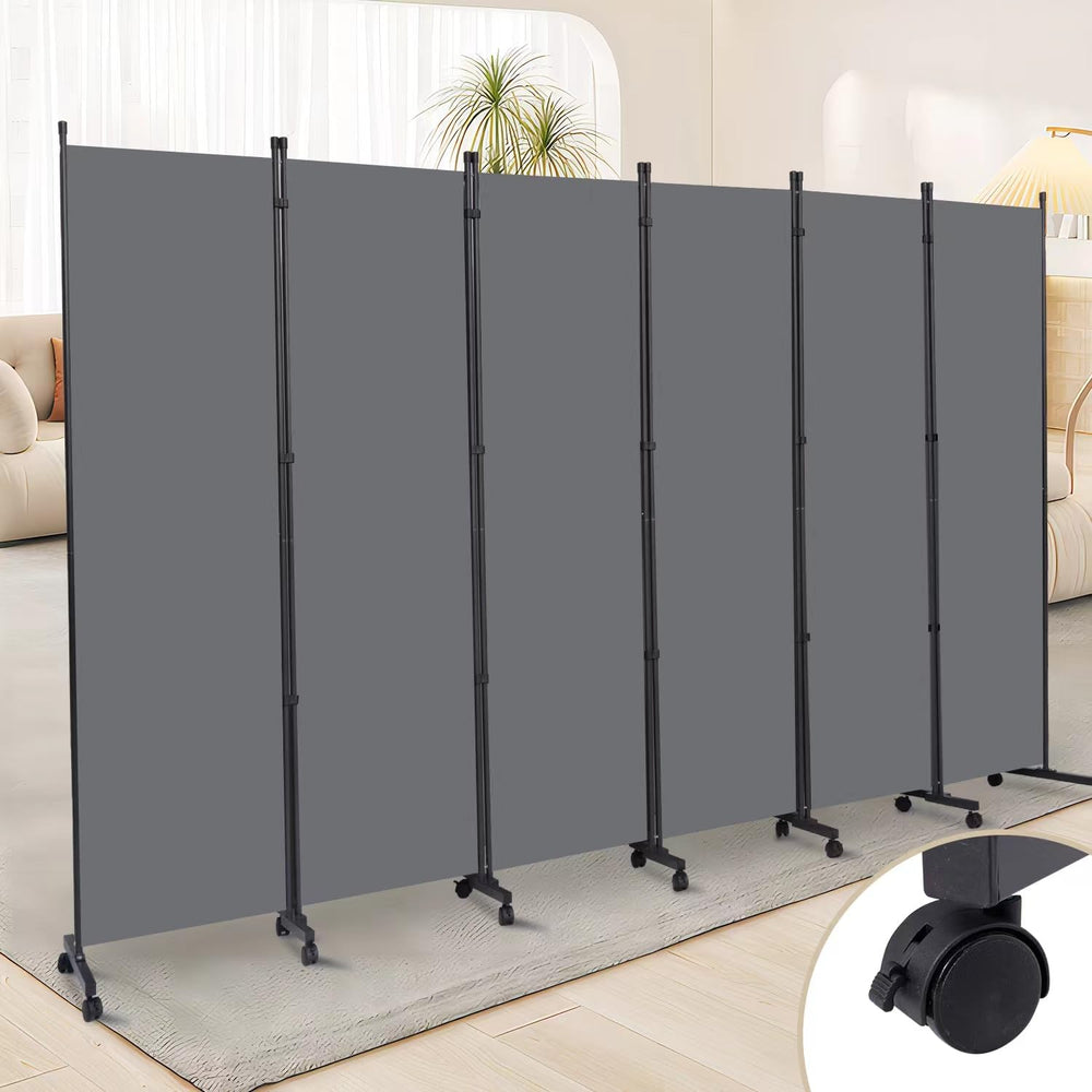 Room Divider Large 6 Panel Privacy Screen,Portable Room Partition on Wheels