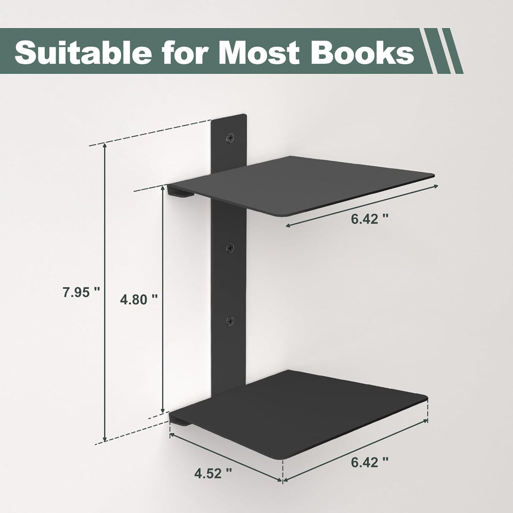 Mefirt 6 Tier Black Invisible Floating Bookshelves for Wall