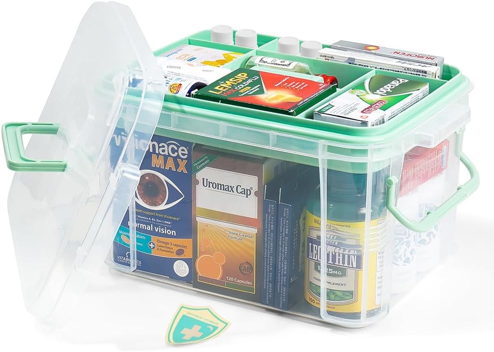 15qt Medicine Organizer - Plastic Portable Storage Box with Handle Green
