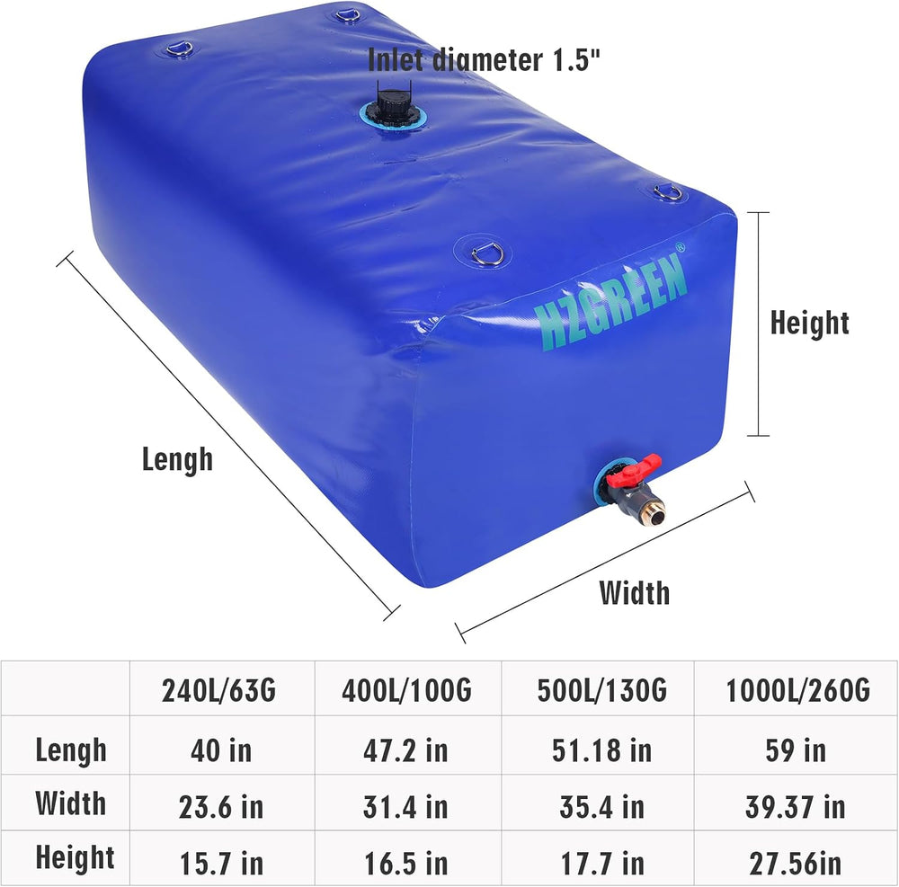 Water Bladder 1000L/260G Water Tank Storage Container Foldable Portable Large...