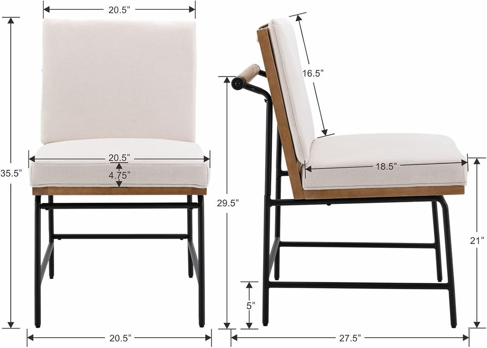 DUOMAY Mid-Century Linen Dining Chairs Set of 2 with Handle, White