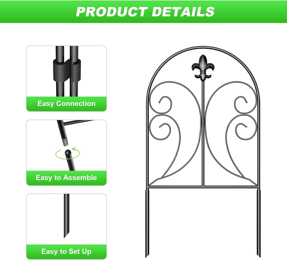 Decorative Garden Fence 19 Pack, 24in(H) x 20ft(L) Animal Barrier Fence, Rust...