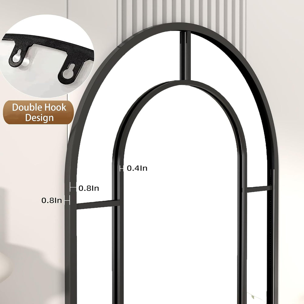 Full Length Mirror, 56"x22" Large Standning Windowpane Mirror (Black)
