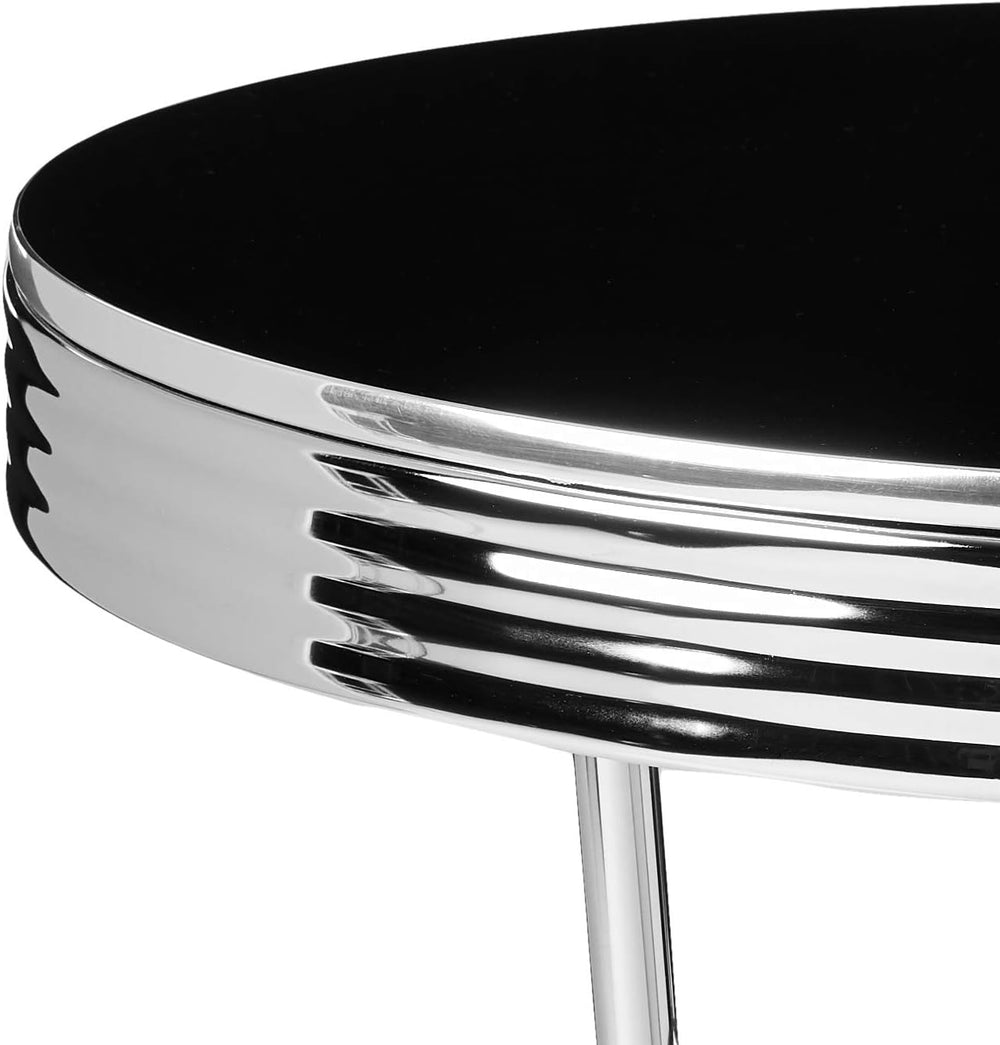 Crown Mark 3905Set Retro 3pc Bar Set w/ 2 stools Black and Chrome