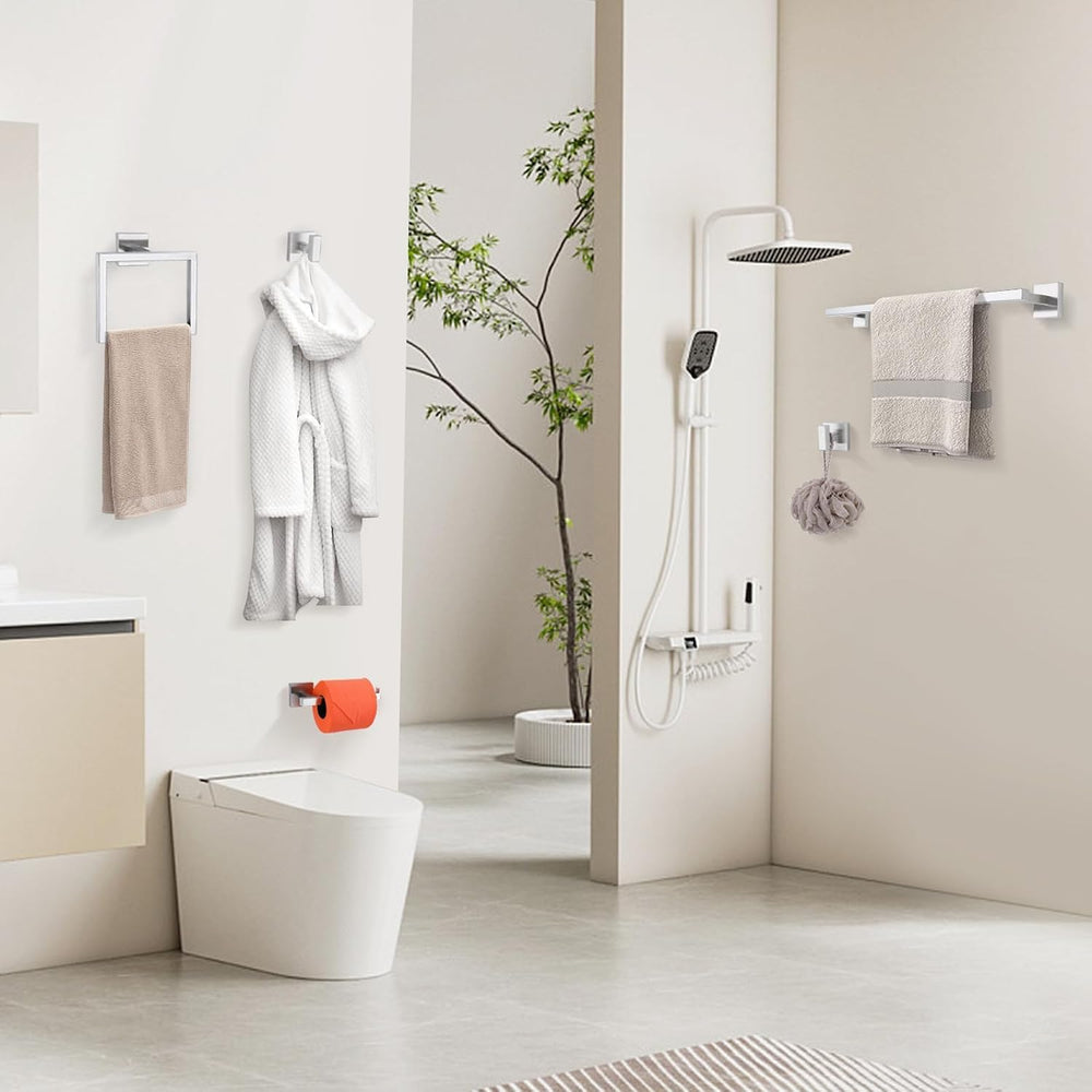 YACVCL Towel Bar Set, 5 Pieces Bathroom Hardware Set Brushed Nickel Bathroom ...