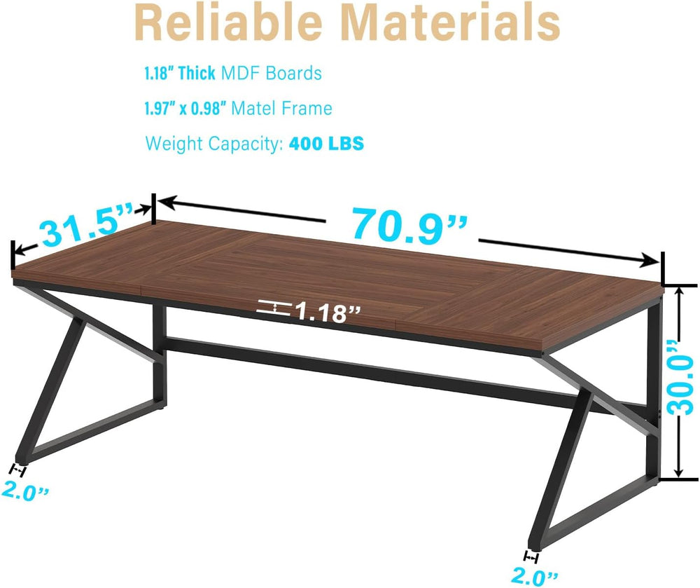 HSH 70 Inch Long Walnut Desk, 2 Person Large Work Desk for Home Office, Rusti...
