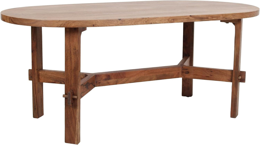 East at Main Celeste 45-Inch Oval Solid Acacia Wood Coffee Table, Brown
