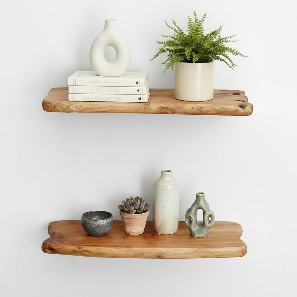WELLAND 16" Live Edge Cedar Floating Shelves, Set of 2