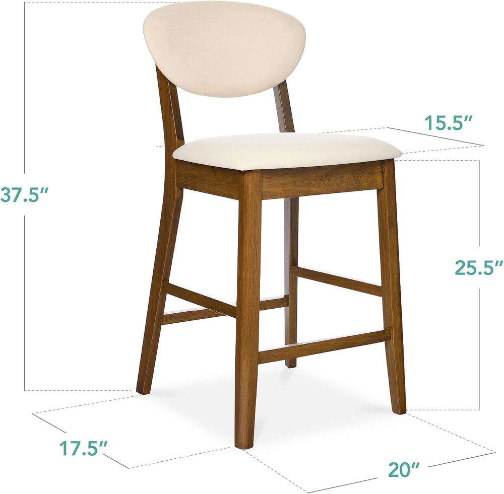 Best Choice Products Set of 2 Counter-Height Bar Stools, Mid-Century Modern, ...