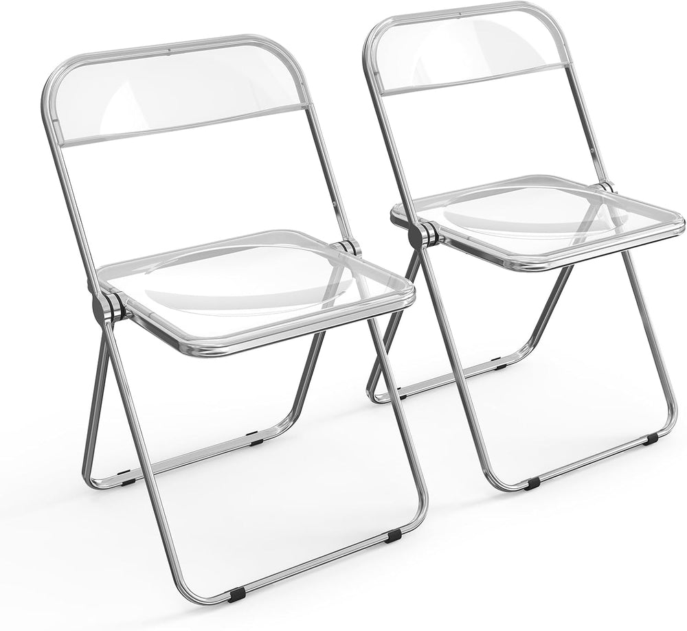 VINGLI Acrylic Folding Chairs 2 Pack, Clear Chair Foldable and Stackable, Pla...