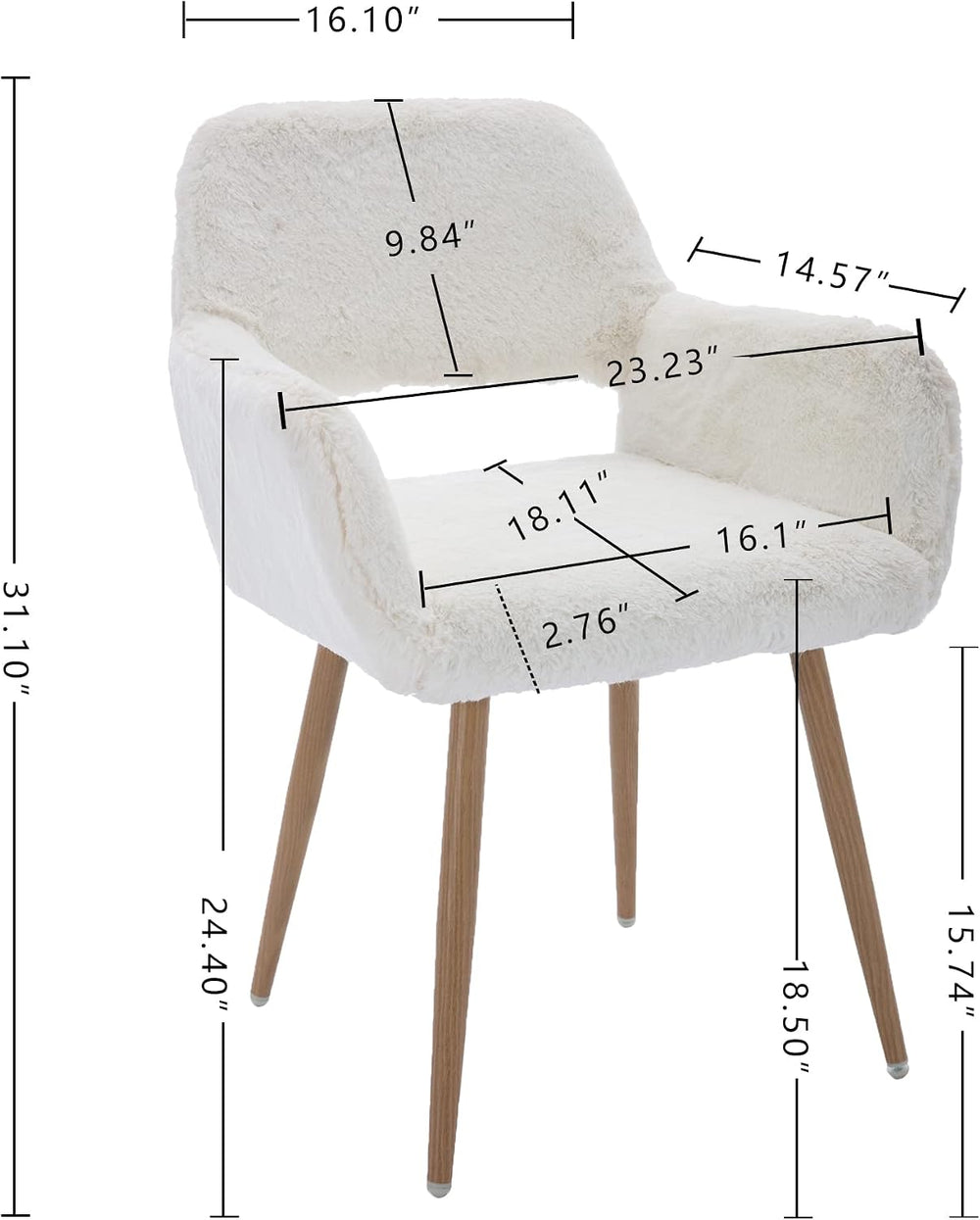 KCC Desk Chair No Wheels Makeup Vanity Chair for Living Room,1PC,White