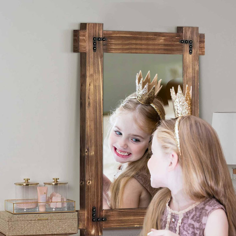 MeMoreCool Rustic Wood Bathroom Mirror 30x20 Inch, Farmhouse Vanity Mirror