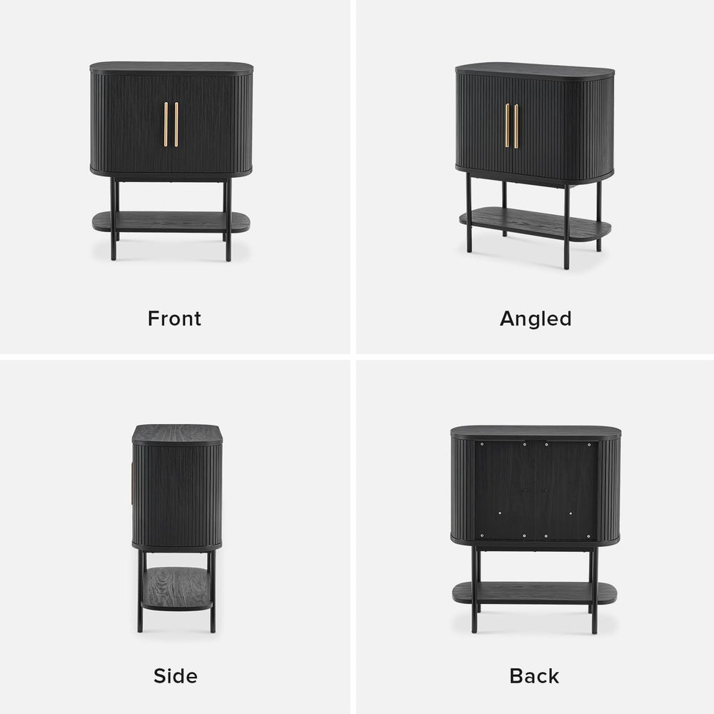 mopio Quin Storage Cabinet, Sideboard, Console Table, Fluted (Black)